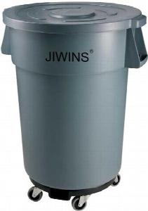 КОНТЕЙНЕР ДЛЯ МУСОРА JIWINS BRUTE 76Л С КРЫШКОЙ НА ТЕЛЕЖКЕ СЕРЫЙ